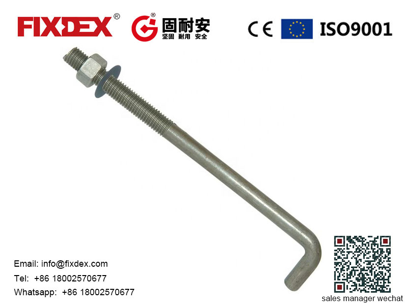 Betónový klin svetlý, HDG kotviaca skrutka typu L, kotviaca skrutka typu L s maticou a podložkou