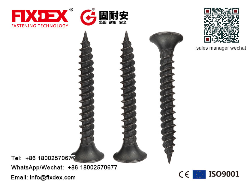 Screw, m4 black drywall screw, black iron m4 screw, china fasteners flat head slotted countersunk screw