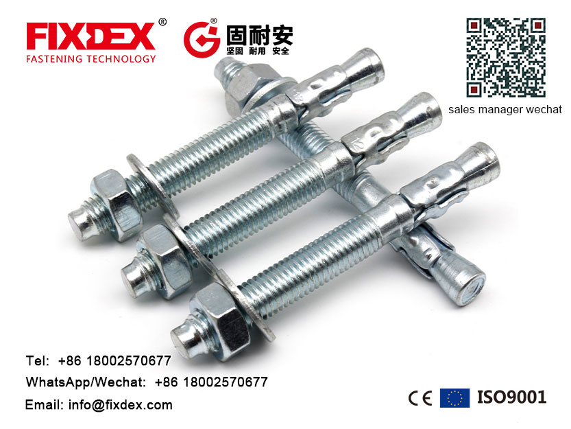 China Carbon steel 4.8 Expansion wedge anchor bolt zinc plated, Expansion wedge anchor bolt, wedge anchor bolt zinc plated, China Carbon steel wedge anchor bolt, 4.8 wedge anchor bolt