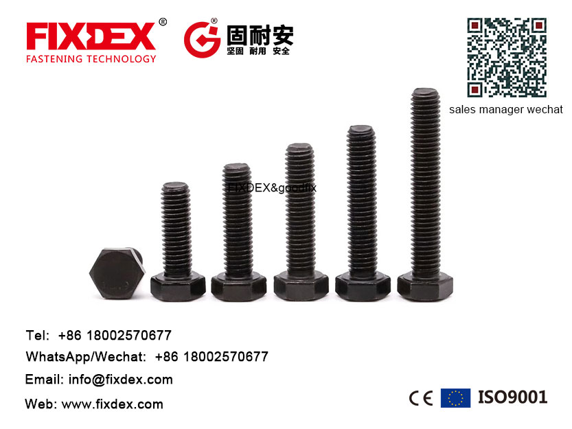 Black Oxide Hex Head Bolts, Nnukwu Tensile Hex Head Bolts, Ọkwa ngwa ngwa 8.8 Hex Head Bolts