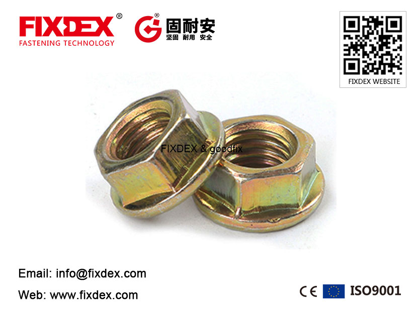 hex flange nut with yellow zinc plated, hex flange nut