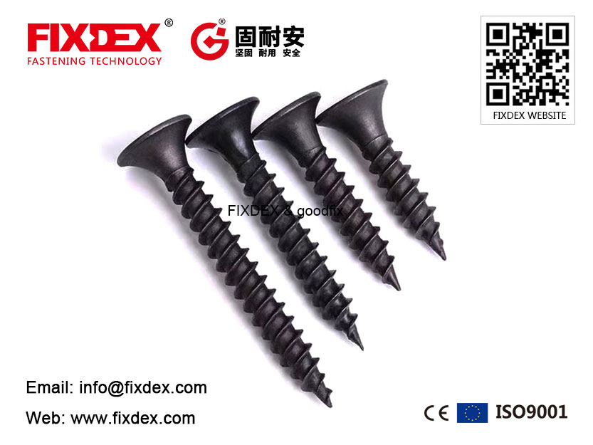 screw drywall tegangan tinggi hideung, screws fosfat hideung, screws témbok hideung